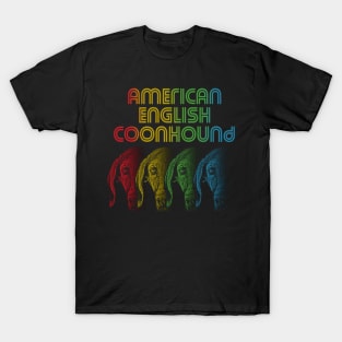 Cool Retro Groovy American English Coonhound Dog T-Shirt